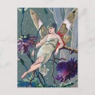 Carte postale vintage à fleurs violettes