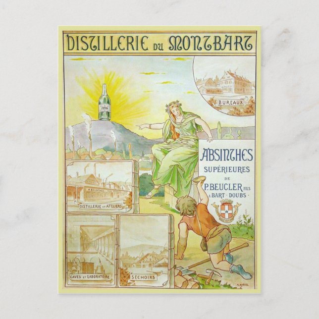 Carte Postale Vintage Absinthes Supérieures (Devant)