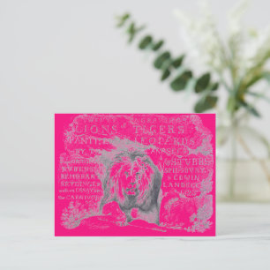 Carte postale Vintage Abstraite Peinture Lion rose
