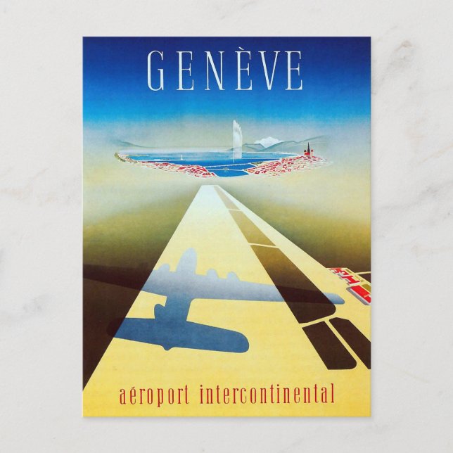 Carte Postale Vintage Airline Genève Suisse Voyage (Devant)