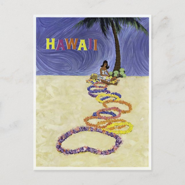 Carte Postale Vintage Airline Hawaii Travel (Devant)