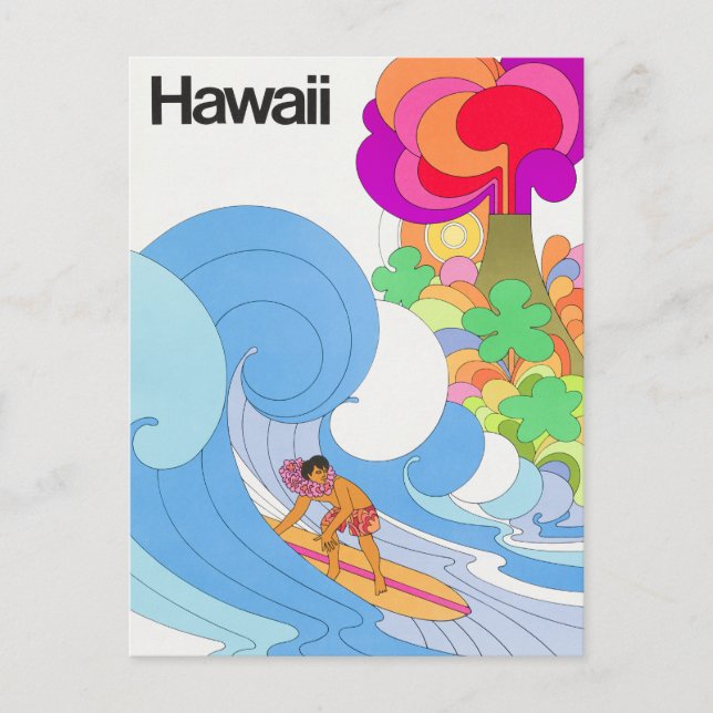 Carte Postale Vintage Airline Hawaii Travel (Devant)
