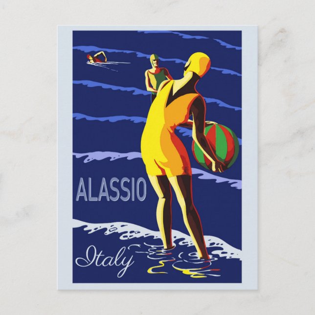 Carte Postale Vintage Alassio Italie Voyage italien (Devant)