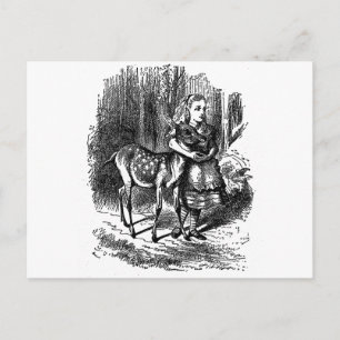 Carte Postale Vintage Alice au pays des merveilles fawn bambi pr