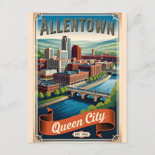 Carte Postale Vintage Allentown Pennsylvanie Queen City Rétro
