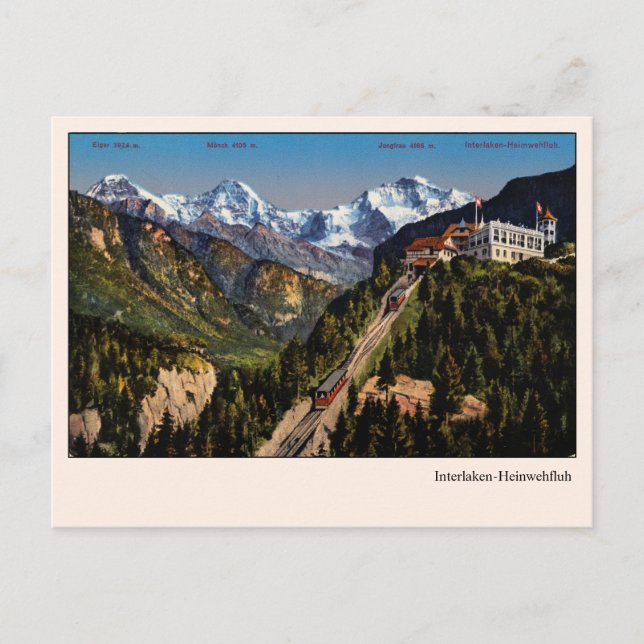 Carte postale vintage Alpes Interlaken-Heimwehfluh (Devant)