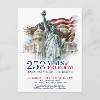 Carte Postale Vintage America Semiquincentennial USA 250 Invitat