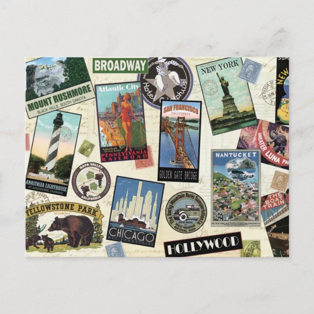 Carte postale vintage America Travel (Devant)