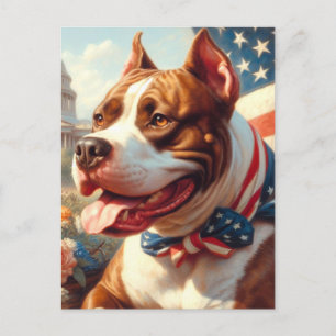 Carte Postale Vintage American Pit Bull Terrier Peinture