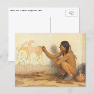 Carte Postale Vintage Amérindien, artiste indien par Couse
