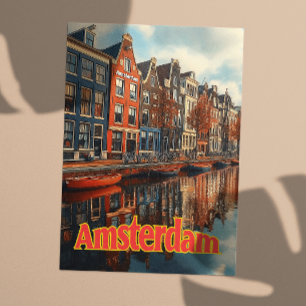 Carte Postale Vintage Amsterdam Pays-Bas Travel
