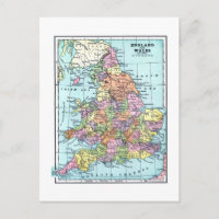 Carte postale Vintage Angleterre et Pays de Galles