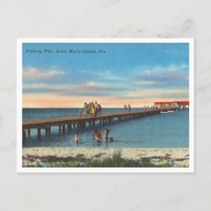 Carte Postale Vintage Anna Maria Island Florida Pêche Quai