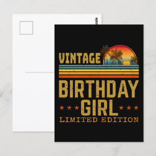 Carte Postale vintage anniversaire fille édition limitée