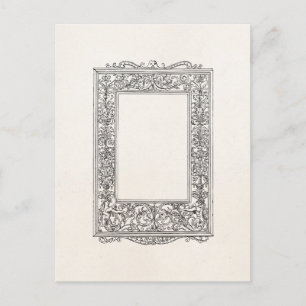 Carte Postale Vintage antique Floral Mermaid Old Frame Border