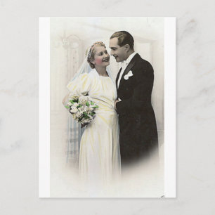 Carte Postale Vintage Antique Romantique Mariée et Groom Photos
