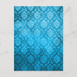 Carte Postale Vintage Aqua Blue Damask