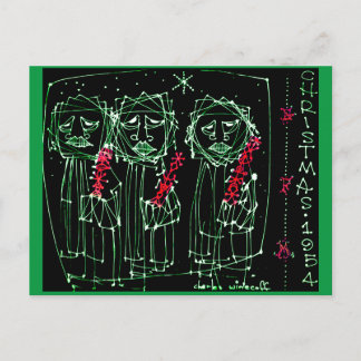 Carte Postale VINTAGE ART 1954 Christmas Postcard