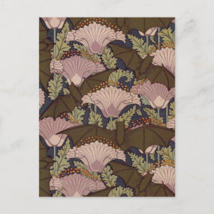 Carte Postale Vintage art Deco Bat and Flowers