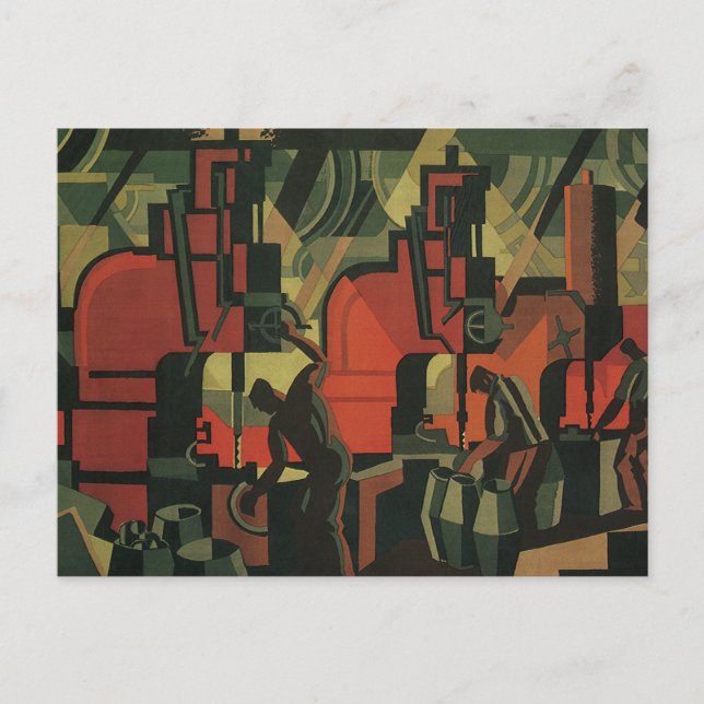 Carte Postale Vintage Art déco Business Fabrication industrielle (Devant)