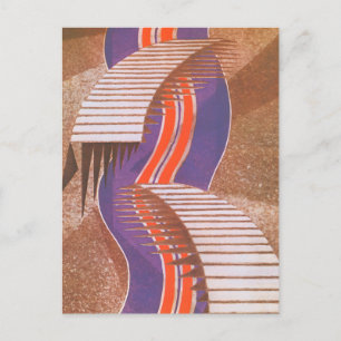 Carte Postale Vintage Art Déco Jazz Pochoir Escalier Motif