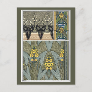 Carte Postale Vintage Art Nouveau Arrowhead Garden Fleurs