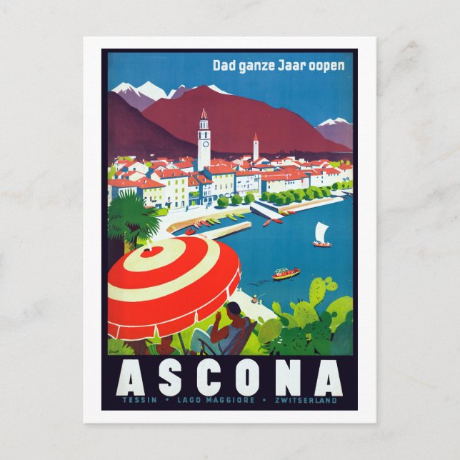 Carte Postale Vintage Ascona Suisse Voyage (Devant)