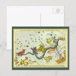 Carte Postale Vintage Astronomy, Hydra Snake Constellation Stars