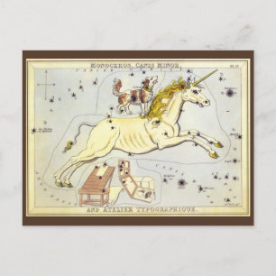 Carte Postale Vintage Astronomy, Monoceros Unicorn Constellation