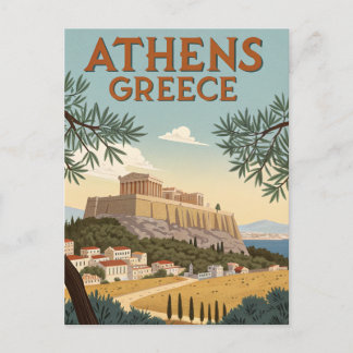 Carte Postale Vintage Athens Travel
