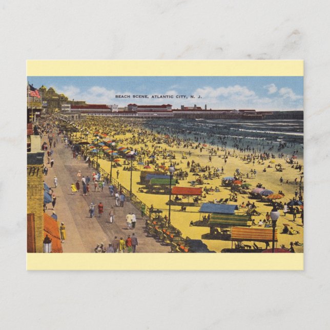 Carte postale vintage Atlantic City Beach (Devant)