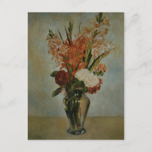 Carte Postale Vintage Auguste Renoir Rose Rouge Vert Gladioli