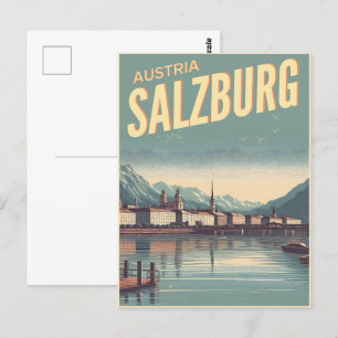 Carte Postale Vintage Autriche capitale salzbourg skyline
