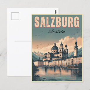 Carte Postale Vintage Autriche capitale salzbourg skyline