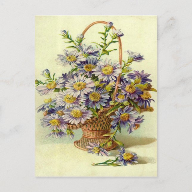 Carte postale vintage aux fleurs violettes (Devant)