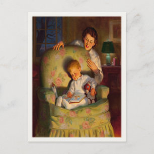 Carte postale vintage avec bébé dormant doux