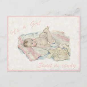 Carte postale vintage avec mignonne petite fille b