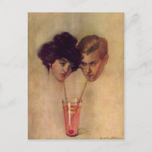 Carte Postale vintage Avec Rafraîchissement Jeune