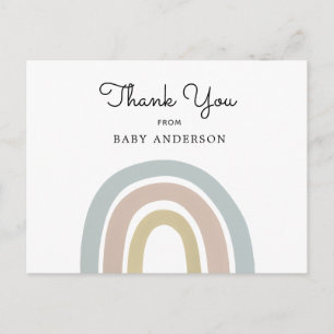 Carte postale vintage Baby shower Rainbow Merci