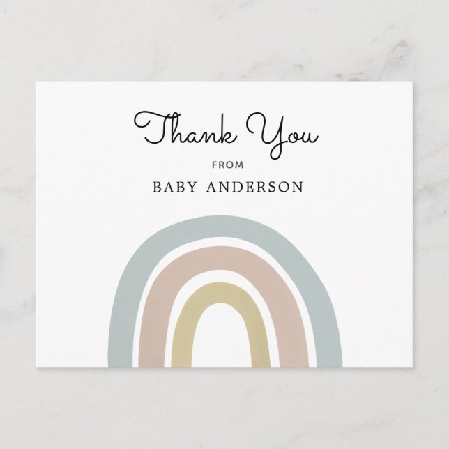 Carte postale vintage Baby shower Rainbow Merci (Devant)