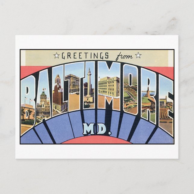 Carte postale vintage Baltimore (Devant)