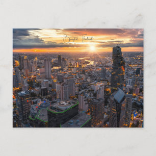 Carte Postale Vintage Bangkok Thaïlande Wat Travel aquarelle