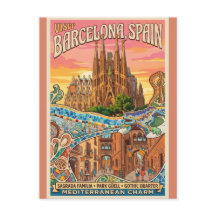 Vintage Barcelona Spain Travel Postcard - Sagrada 