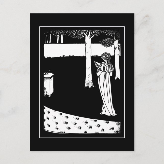 Carte postale vintage Beardsley Lady Illustration (Devant)