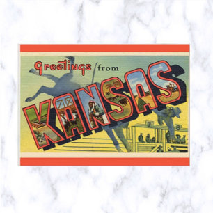 Carte postale vintage Big Letter Kansas