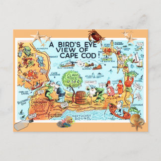 Carte Postale Vintage Birds Eye View Of Cape Cod