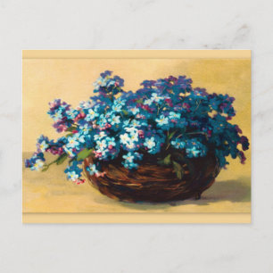 Carte Postale Vintage Blau Blumen