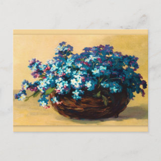 Carte Postale Vintage Blau Blumen