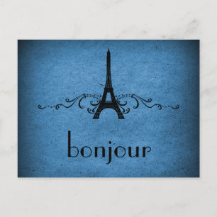 Carte postale vintage, bleu