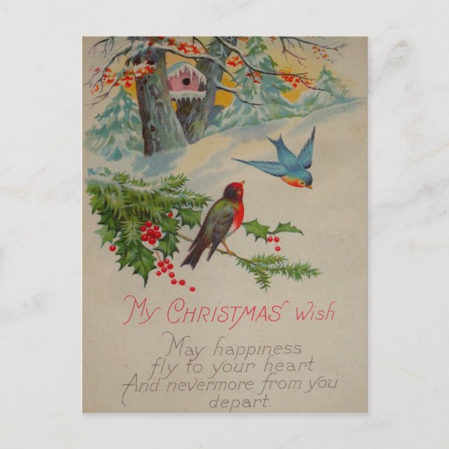 Carte Postale Vintage Bleu et rouge (Devant)